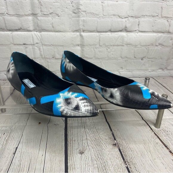 Prada Women's Black Graffiti Eye Pointed Toe Luxury Flat Shoe IT 37.5 / US 7 - Picture 1 of 13